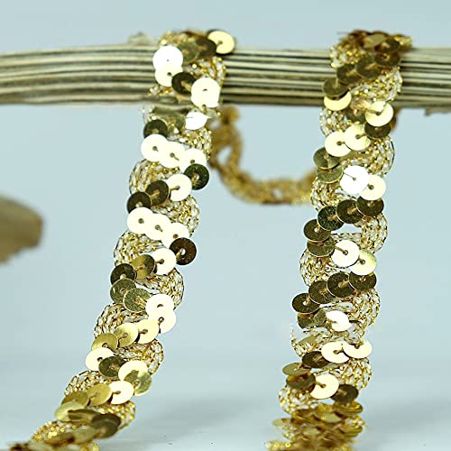 12 Meter 18mm Glitzer Pailletten Spitzenband Paillettenband Spitzenborte Geflochten Dekoband Zierband Borten Bänder Pailletten Bänder Trim Bortenband für DIY Nähen Kostüme Handwerk Deko,Hellgold A 12 Meter 18mm Glitzer Pailletten Spitzenband Paillettenband Spitzenborte Geflochten Dekoband Zierband Borten Bänder Pailletten Bänder Trim Bortenband für DIY Nähen Kostüme Handwerk Deko,Hellgold A von Duories