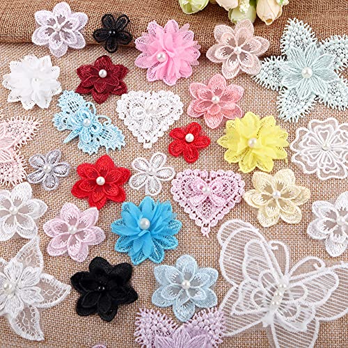 12 Stück Spitze Organza Stickerei Zufällig Perlen Blumen Applique Patches Sticker Aufnäher Applikation Flicken zum Aufnähen Gestickte Basteln und Dekorieren Kleidung Gardine Tischtuch Taschen Schal von Duories