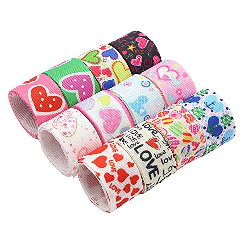 12 Yard Bunte Satinband Schleifenband Dekoband Bastelband Geschenkband Nähband Zierband Stoffband Satin für Geschenkverpackung Blumenstrauß DIY Basteln Schleife Haarschmuck Hochzeit Kostüme,Liebe Herz von Duories