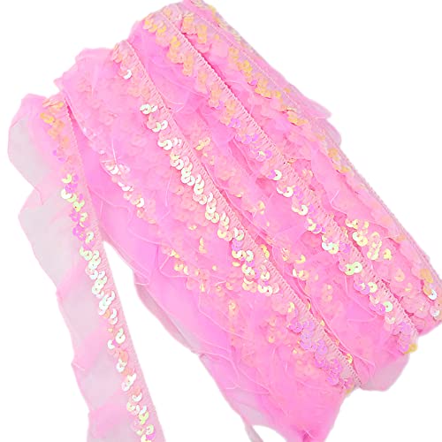 12Yards 25-30mm Vintage Glitzer Pailletten Organza Rüschen Borten Spitzenband Paillettenband Spitzenborte Dekoband Zierband Pailletten Bänder Plissiertborten für DIY Nähen Hochzeit Kostüme Deko,Rosa 12Yards 25-30mm Vintage Glitzer Pailletten Organza Rüschen Borten Spitzenband Paillettenband Spitzenborte Dekoband Zierband Pailletten Bänder Plissiertborten für DIY Nähen Hochzeit Kostüme Deko,Rosa von Duories