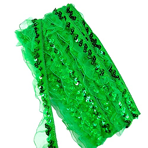 12Yards 25-30mm Vintage Glitzer Pailletten Organza Rüschen Borten Spitzenband Paillettenband Spitzenborte Dekoband Zierband Pailletten Bänder Plissiertborten für DIY Nähen Hochzeit Kostüme Deko,Grün 12Yards 25-30mm Vintage Glitzer Pailletten Organza Rüschen Borten Spitzenband Paillettenband Spitzenborte Dekoband Zierband Pailletten Bänder Plissiertborten für DIY Nähen Hochzeit Kostüme Deko,Grün von Duories