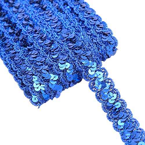 13 Meter 23mm Glitzer Pailletten Spitzenband Paillettenband Spitzenborte Geflochten Dekoband Zierband Borten Bänder Pailletten Bänder Trim Bortenband für DIY Nähen Kostüme Handwerk Deko,Königsblau von Duories