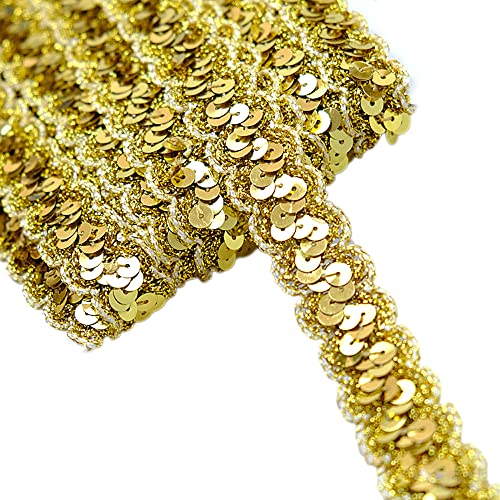 13 Meter 23mm Glitzer Pailletten Spitzenband Paillettenband Spitzenborte Geflochten Dekoband Zierband Borten Bänder Pailletten Bänder Trim Bortenband für DIY Nähen Kostüme Handwerk Deko,Hell Gold 13 Meter 23mm Glitzer Pailletten Spitzenband Paillettenband Spitzenborte Geflochten Dekoband Zierband Borten Bänder Pailletten Bänder Trim Bortenband für DIY Nähen Kostüme Handwerk Deko,Hell Gold von Duories