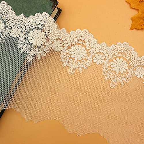 13cm Breite 4 Yards Baumwolle Stickerei Blumen Spitzenband Spitzenbordüre Breite Spitzenborte Spitze Dekoband Nähen Spitze-Borten für Hochzeit DIY Kleidung Haus Dekoration(Beige 1#) von Duories