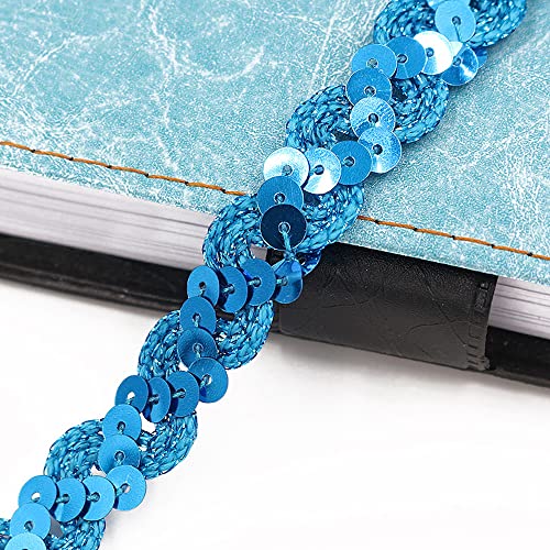 15 Meter 15mm Pailletten Spitzenband Paillettenband Spitzenborte Dekoband Zierband Borten Bänder Bling Glitzer Pailletten Bänder Trim Bortenband für DIY Nähen Handwerk Deko Bastelprojekte,Blau von Duories