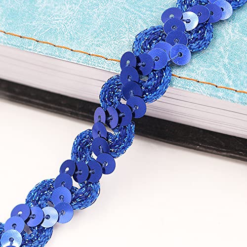 15 Meter 15mm Pailletten Spitzenband Paillettenband Spitzenborte Dekoband Zierband Borten Bänder Bling Glitzer Pailletten Bänder Trim Bortenband für DIY Nähen Handwerk Deko Bastelprojekte,Navy blau von Duories