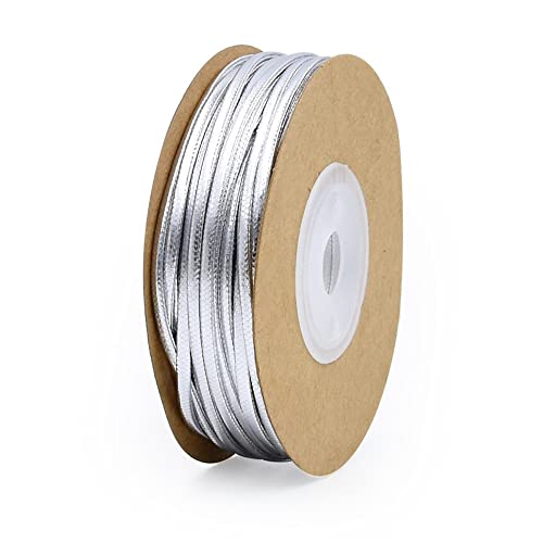 15 Meter Satinband Geschenkband Geschenkband Schleifenband Hochzeit Dekoband für Geschenk, Basteln, Nähprojekte, Haarschleifen, Hochzeits Dekoration,2mm,Silber 15 Meter Satinband Geschenkband Geschenkband Schleifenband Hochzeit Dekoband für Geschenk, Basteln, Nähprojekte, Haarschleifen, Hochzeits Dekoration,2mm,Silber von Duories