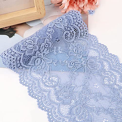 15cm x 2m Elastizität Spitzenband Spitzenbordüre Spitzenborte Zierband Dekoband Spitzen Borten Bänder zum Nähen,DIY Basteln,Deko für Kleidung Unterwäsche Dessous Hochzeitskleid Tischdeko,Blau von Duories