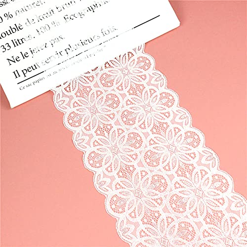 18cm x 2m Elastizität Spitzenband Spitzenbordüre Spitzenborte Zierband Dekoband Spitzen Borten Bänder zum Nähen,DIY Basteln,Deko für Kleidung Unterwäsche Dessous Hochzeitskleid Tischdeko,Weiß von Duories
