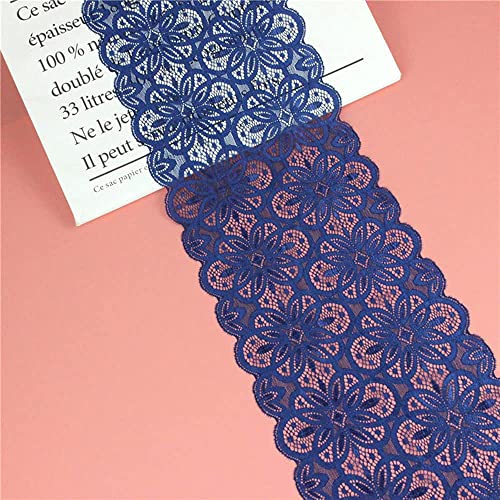 18cm x 3m Elastizität Spitzenband Spitzenbordüre Spitzenborte Zierband Dekoband Spitzen Borten Bänder zum Nähen,DIY Basteln,Deko für Kleidung Unterwäsche Dessous Hochzeitskleid Tischdeko,Navy blau von Duories