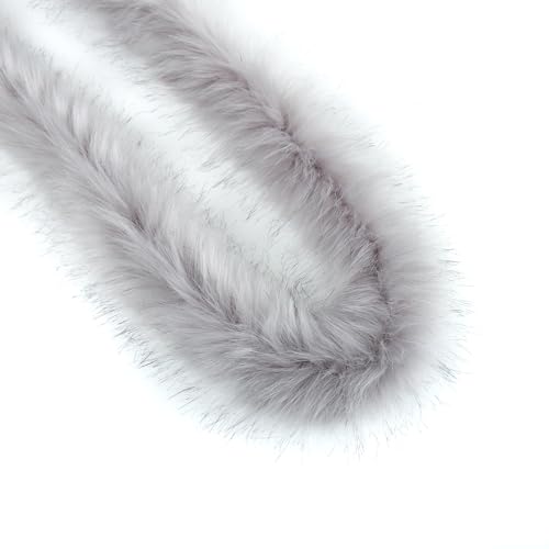 1m Kunstfell Band Flauschige Pelz Stoff Kunstpelz Stoff Furry Faux Strips Plüschband Zierband Dekoband Plüschstoff Plüsch Trim für DIY Basteln Nähen Kleidung Weihnachtsdeko 8-10cm breit Hellgrau von Duories