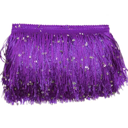 1m x 15cm Glitzer Pailletten Fransenborte Fransenbordüre Tanzfransen Fransenband Dekoband Zierband Schnittfranse Seide Quaste Dekoborte Fransen-Borten Bänder zum Nähen Kleidung Vorhänge,Lila 1m x 15cm Glitzer Pailletten Fransenborte Fransenbordüre Tanzfransen Fransenband Dekoband Zierband Schnittfranse Seide Quaste Dekoborte Fransen-Borten Bänder zum Nähen Kleidung Vorhänge,Lila von Duories