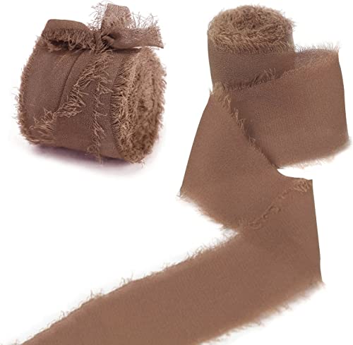 1x 7 Yard Handgefertigt Fransen Chiffonband 40mm,Chiffon Seidenband Geschenkband Schleifenband Stoffband Dekoband zum Nähen für Hochzeit Party Taufe Geburtstag Blumensträuße Zimmerdeko,Braun 1x 7 Yard Handgefertigt Fransen Chiffonband 40mm,Chiffon Seidenband Geschenkband Schleifenband Stoffband Dekoband zum Nähen für Hochzeit Party Taufe Geburtstag Blumensträuße Zimmerdeko,Braun von Duories