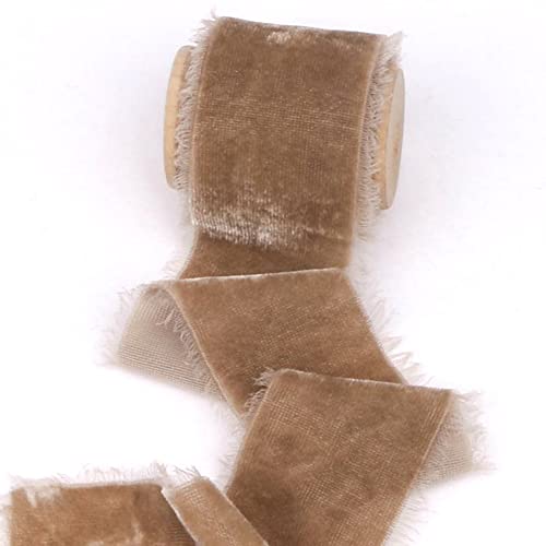 1x1 Meter Handgefertigt Fransen Beflockungband 4cm,Beflockung Bänder Geschenkband Schleifenband Stoffband Dekoband zum Nähen für Hochzeit Party Taufe Geburtstag Blumensträuße Zimmerdeko,Khaki von Duories