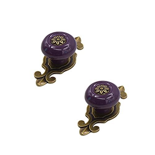 2 Stück Keramik Küchenknöpfe Möbelknöpfe Türknopf Retro Schrank Schublade Türgriff Stangengriff Möbelgriffe Küchenschrank Kleiderschrank Keramikknöpfe für Küche Schlafzimmer Badezimmer,Bronze Lila von Duories