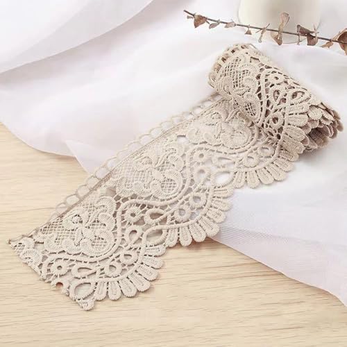 2 Yard 10cm Breite Milchseide Vintage Spitzenborte Spitzenband Spitzenbordüre Stickerei Dekoband Zierband Spitze Blumenband Borte für Nähen Handwerk Dessous Hochzeitskleid Hochzeit Haus Deko,Hellgrau von Duories