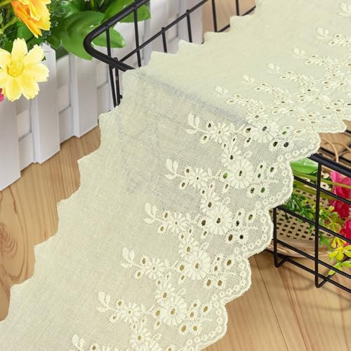 2 Yard 11cm Stickerei Baumwolle Spitzenband Spitzenborte Vintage Dekoband Zierband Borten Spitzen Bänder Spitzenstoff Spitze-Borten für DIY Basteln Nähen Hochzeit Deko Handwerk Deko, Beige 2 Yard 11cm Stickerei Baumwolle Spitzenband Spitzenborte Vintage Dekoband Zierband Borten Spitzen Bänder Spitzenstoff Spitze-Borten für DIY Basteln Nähen Hochzeit Deko Handwerk Deko, Beige von Duories