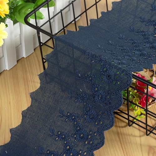 2 Yard 11cm Stickerei Baumwolle Spitzenband Spitzenborte Vintage Dekoband Zierband Borten Spitzen Bänder Spitzenstoff Spitze-Borten für DIY Basteln Nähen Hochzeit Deko Handwerk Deko, Navy blau 2 Yard 11cm Stickerei Baumwolle Spitzenband Spitzenborte Vintage Dekoband Zierband Borten Spitzen Bänder Spitzenstoff Spitze-Borten für DIY Basteln Nähen Hochzeit Deko Handwerk Deko, Navy blau von Duories