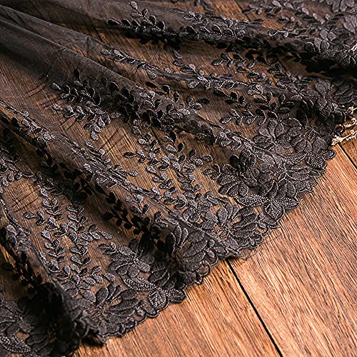 2 Yard Vintage Bestickter Spitzenbesatz Spitzenborte Dekoband Spitzenband Spitzenbordüre Zierband Spitzenstoff für Nähen Brautschleiern Petticoats Hochzeitskleid Hochzeit Deko 32cm Breite,A Schwarz von Duories