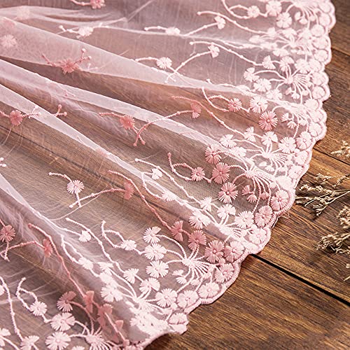 2 Yard Vintage Bestickter Spitzenbesatz Spitzenborte Dekoband Spitzenband Spitzenbordüre Zierband Spitzenstoff für Nähen Brautschleiern Petticoats Hochzeitskleid Hochzeit Deko 32cm Breite,B Rosa von Duories