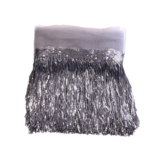 2 Yards 20cm Bling Pailletten Fringe Trim Fransen Quaste Fransenborte Fransenband Fransenbordüre Dekoband Tanzfransen Fransen-Borten Bänder zum Nähen,DIY Basteln,Kleidung Dessous Vorhänge,Grau 2 Yards 20cm Bling Pailletten Fringe Trim Fransen Quaste Fransenborte Fransenband Fransenbordüre Dekoband Tanzfransen Fransen-Borten Bänder zum Nähen,DIY Basteln,Kleidung Dessous Vorhänge,Grau von Duories