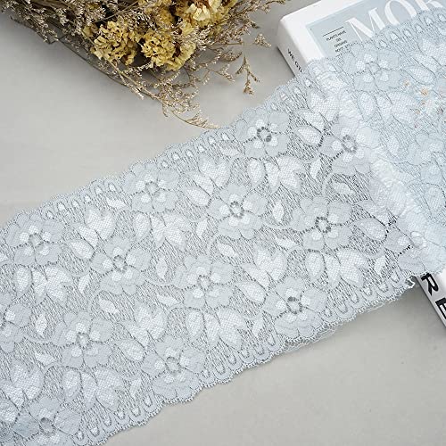 2 Yards Elastizität Spitzenband Spitzenbordüre,16cm Bunte Spitzen-Blumen Borte Dekoband Zierspitze Zierband Spitzenstoff Spitzenborte zum Nähen Deko für Kleidung Unterwäsche Tischdeko,Hellblau von Duories