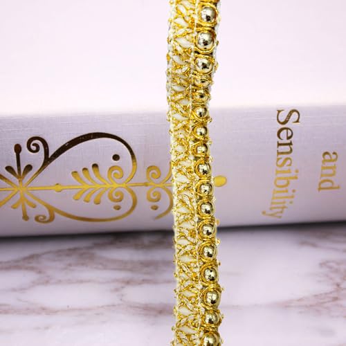 2 Yards Perlenband Vintage 1,5 cm breit Glitzer Gold Kordelband Dekoband Zierband Geschenkband für Hochzeit Deko DIY Handwerk Kleidung Rucksack Haarschmuck Nähzubehör 2 Yards Perlenband Vintage 1,5 cm breit Glitzer Gold Kordelband Dekoband Zierband Geschenkband für Hochzeit Deko DIY Handwerk Kleidung Rucksack Haarschmuck Nähzubehör von Duories