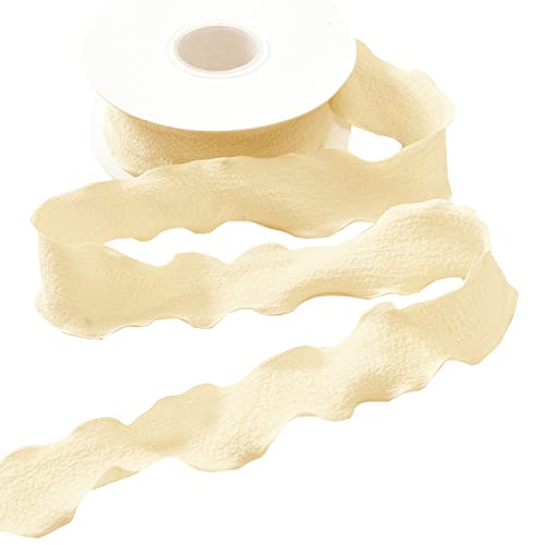 2.5cm x 10 Yards Gewelltes Faltenband Schleifenband Geschenkband,Geschenkverpackung Band Stoffband Dekoband Bastelband für Hochzeit Taufe Geschenke Weihnachten Erntedankfest Handwerk Kuchen,Gelb von Duories