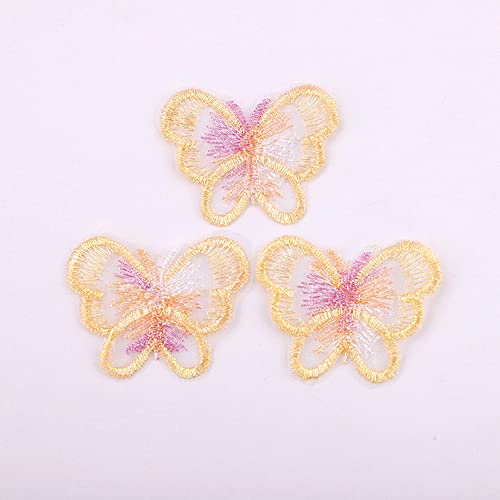 20 Stück Spitze Organza Stickerei Schmetterling Applique Patches Sticker Aufnäher Applikation Flicken zum Aufnähen Gestickte Basteln und Dekorieren Auf Kleidung Gardine Tischtuch Taschen Schal,Gelb von Duories