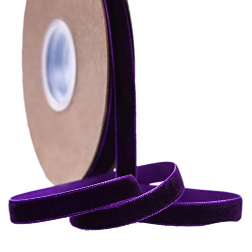 20 Yard Samtband Schleifenband,10mm Samtbänder Samtborte Samt Dekoband Geschenkband Schmuckband Stoffband Festival Bänder für DIY Basteln Blumenstrauß Hochzeit Geburtstag Geschenke Verpackung,Violett von Duories