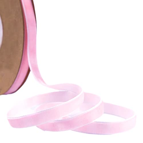 20 Yard Samtband Schleifenband,10mm Samtbänder Samtborte Samt Dekoband Geschenkband Schmuckband Stoffband Festival Bänder für DIY Nähen Blumenstrauß Hochzeit Geburtstag Geschenke Verpackung,Hell-Pink von Duories