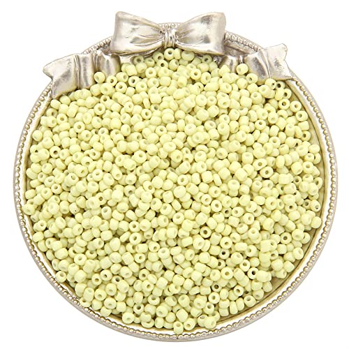 2000 Stück 2mm Glasperlen Rund,Mini Glasperlen,Glass Seed Beads,Handarbeitsglas Rocailles,Verstreute Perlen,für Handgemachte DIY Herstellung Armband Halskette Perlen Schmuck Accessoires,Hellgelb von Duories