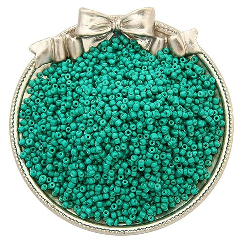 2000 Stück 2mm Glasperlen Rund,Mini Glasperlen,Glass Seed Beads,Handarbeitsglas Rocailles,Verstreute Perlen,für Handgemachte DIY Herstellung Armband Halskette Perlen Schmuck Accessoires,Loch grün von Duories