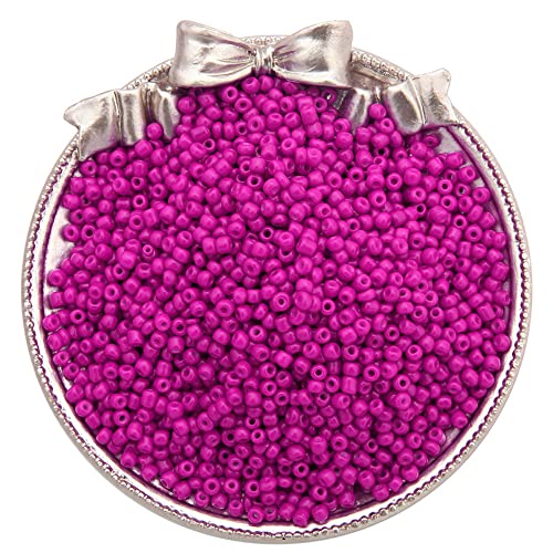 2000 Stück 3mm Glasperlen Rund,Mini Glasperlen,Glass Seed Beads,Handarbeitsglas Rocailles,Verstreute Perlen,für Handgemachte DIY Herstellung Armband Halskette Perlen Schmuck Accessoires,Fuchsie von Duories
