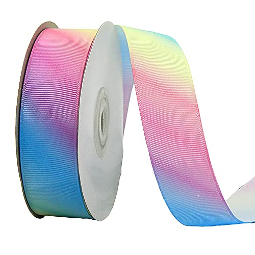 22mx 25mm Regenbogen Gradient Farben Satinband Schleifenband Satin Geschenkband Dekoband Nähband Bastelband Zierband für Weihnachten Hochzeit Valentinstag Deko Haarzöpfe Party Geburtstag,Regenbogen #2 von Duories