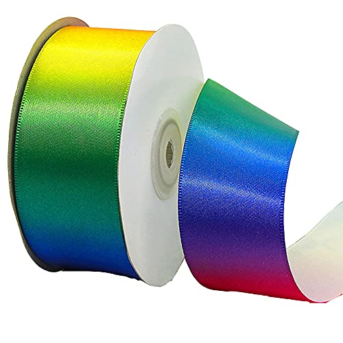 22mx 40mm Regenbogen Gradient Farben Satinband Schleifenband Satin Geschenkband Dekoband Nähband Bastelband Zierband für Weihnachten Hochzeit Valentinstag Deko Haarzöpfe Party Geburtstag,Regenbogen #1 von Duories