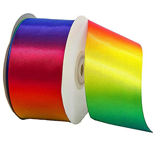 22mx 50mm Regenbogen Gradient Farben Satinband Schleifenband Satin Geschenkband Dekoband Nähband Bastelband Zierband für Weihnachten Hochzeit Valentinstag Deko Haarzöpfe Party Geburtstag,Regenbogen #1 von Duories