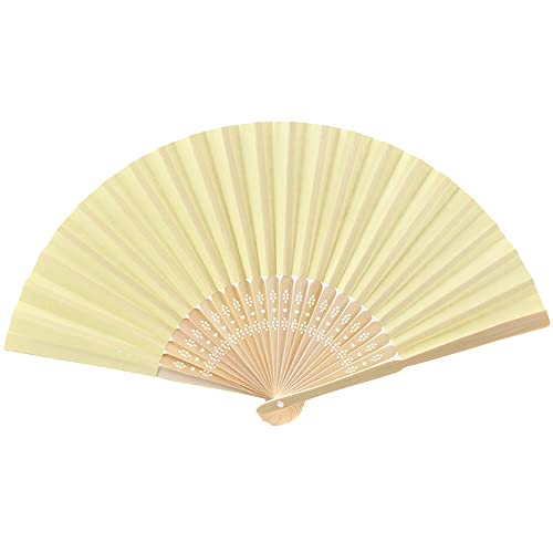 24 Stück Handfächer Hochzeit,Bunte Faltfächer Papierfächer Hochzeitsfächer Fächer Faltbar Gastgeschenk Asiatische Deko für DIY Sommer Hochzeitsdeko Geburttag Party Fotografie Wand Dekoration,Hellgelb von Duories