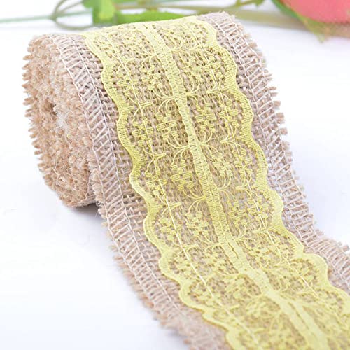 2m Juteband mit Spitze, Breite 6cm Vintage Spitze Juteband Jutebänder, Natürliche Jute Bänder und Spitze Dekoband für DIY Basteln Hochzeit Geschenkverpackung Weihnachten Deko Hausdeko, Gelb 2m Juteband mit Spitze, Breite 6cm Vintage Spitze Juteband Jutebänder, Natürliche Jute Bänder und Spitze Dekoband für DIY Basteln Hochzeit Geschenkverpackung Weihnachten Deko Hausdeko, Gelb von Duories