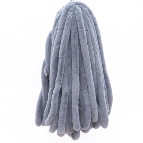 2m x 5cm Kunstfell Band Kunst Kaninchenfell Band Kunstpelz Stoff Furry Faux Strips Zierband Dekoband Plüschstoff Plüsch Deko-Girlande Plüsch Trim für DIY Nähen Kleidung Weihnachtsdeko,Grau von Duories
