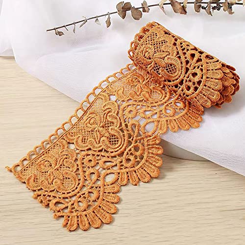 3 Yard 10cm Breite Milchseide Vintage Spitzenborte Spitzenband Spitzenbordüre Stickerei Dekoband Zierband Spitze Blumenband Borte für Nähen Handwerk Dessous Hochzeitskleid Hochzeit Haus Deko,Gold von Duories