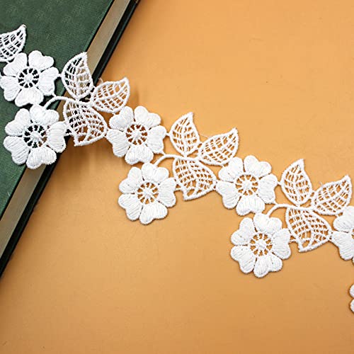 3 Yard 5.5cm Vintage Weiß Blumen Blätter Spitzenband Häkelspitze Häkelband Spitzenborte Häkel-Borte Spitzenbesatz Spitzenbordüre Dekoband Zierband für DIY Nähen Kleiderbordüre Tischdecke Vorhang Deko von Duories