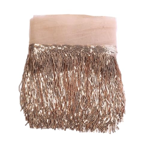 3 Yards 20cm Bling Pailletten Fringe Trim Fransen Quaste Fransenborte Fransenband Fransenbordüre Dekoband Tanzfransen Fransen-Borten Bänder zum Nähen,DIY Basteln,Kleidung Dessous Vorhänge,Roségold von Duories