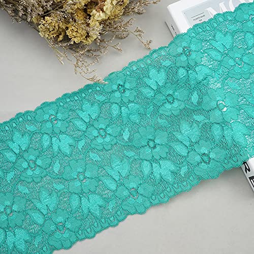 3 Yards Elastizität Spitzenband Spitzenbordüre,16cm Bunte Spitzen-Blumen Borte Dekoband Zierspitze Zierband Spitzenstoff Spitzenborte zum Nähen Deko für Kleidung Unterwäsche Tischdeko,Blauer See von Duories