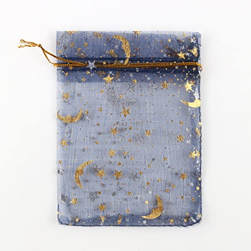 30 Stk 7x9cm Organzabeutel Organzasäckchen mit Aufdruck Glitzer Stern Mond,Geschenkbeutel Organza Schmuckbeutel Lavendelsäckchen Säckchen für Hochzeiten Weihnachten Partys Geschenk Säckchen,Navy blau von Duories