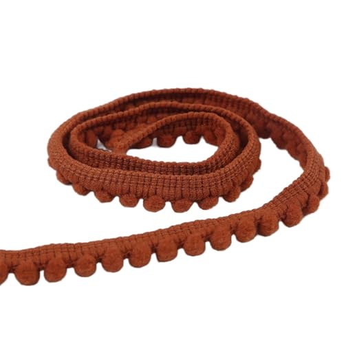 30 Yards 10mm Mini-Pomponborte zum Basteln, Bommelborte Dekoband Bommelband,Pomponband Fransenborte Spitzenband Zierband Dekoborte Pompons Borte zum Nähen,DIY Basteln Apparel Kleidung,Kaffee von Duories