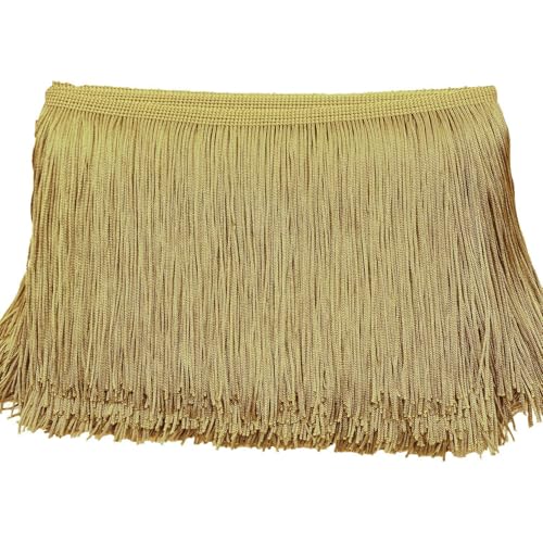 30cm x 3m Fransenborte Fransenbordüre Fransenband Dekoband Tanzfransen Schnittfranse Seide Quaste Fransen-Borten Bänder zum Nähen,DIY Basteln,Kleidung Dessous Kostüme Vorhänge Dekoration,Gold A von Duories