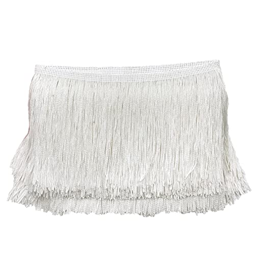 30cm x 5m Fransenborte Fransenbordüre Fransenband Dekoband Tanzfransen Schnittfranse Seide Quaste Fransen-Borten Bänder zum Nähen,DIY Basteln,Kleidung Dessous Kostüme Vorhänge Dekoration,Creme von Duories