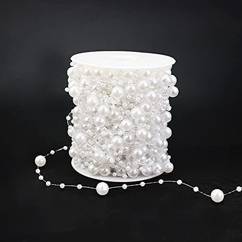 30m Perlengirlande Perlenband Perlenkette Perlenschnur Geschenkband Dekoband mit Perlen für DIY Basteln Party Tischdeko Hochzeit Braut Haarschmuck Ohrringe Halskette Brautstrauß Weihnachten,Weiß von Duories