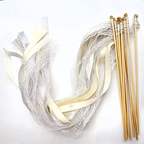 30x Hochzeit Zauberstäbe mit Glocken,Spitzen Luftschlangen Seide Fee Stick,Lace Ribbon Wedding Wands Fairy Stick Wish Wands für Hochzeit Partys Babypartys Geburtstag Urlaub Feiern Weihnachten,Beige 30x Hochzeit Zauberstäbe mit Glocken,Spitzen Luftschlangen Seide Fee Stick,Lace Ribbon Wedding Wands Fairy Stick Wish Wands für Hochzeit Partys Babypartys Geburtstag Urlaub Feiern Weihnachten,Beige von Duories